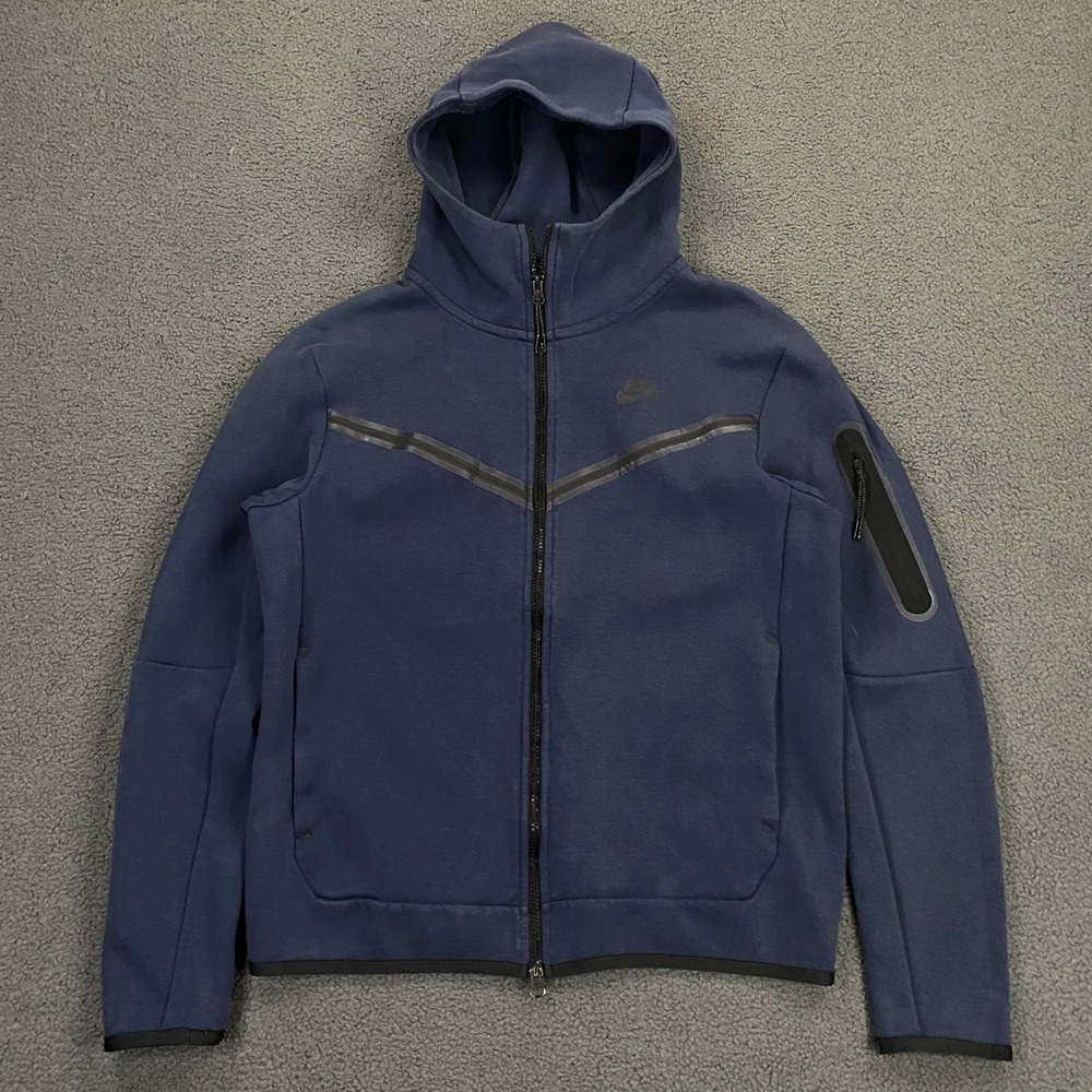 Nike Tech Fleece Hoodie Mens Medium Navy Wind Runner Track CU4489-410 Full Zip